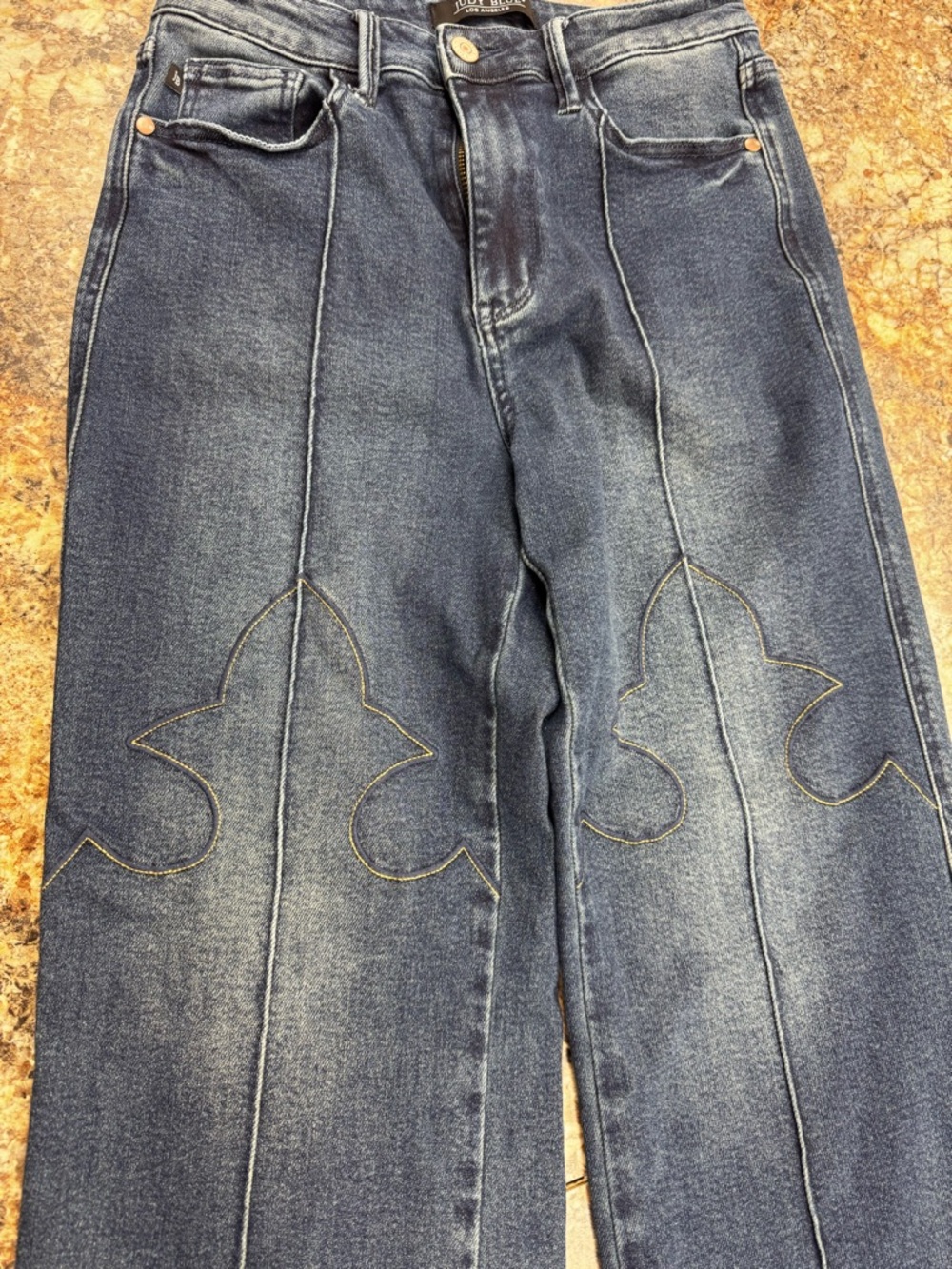 Judy Blue Dark Indigo Straight Leg Jeans with Decorative Topstitch
